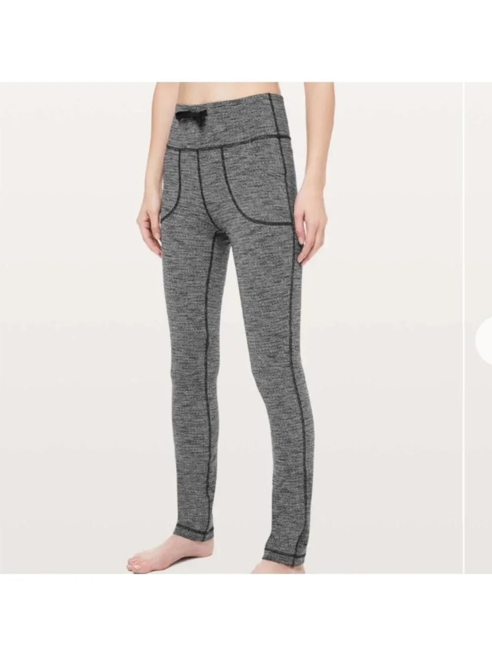 Lululemon Skinny Will Pant *Full-On Luon Variegated Knit Blk Heathered B…